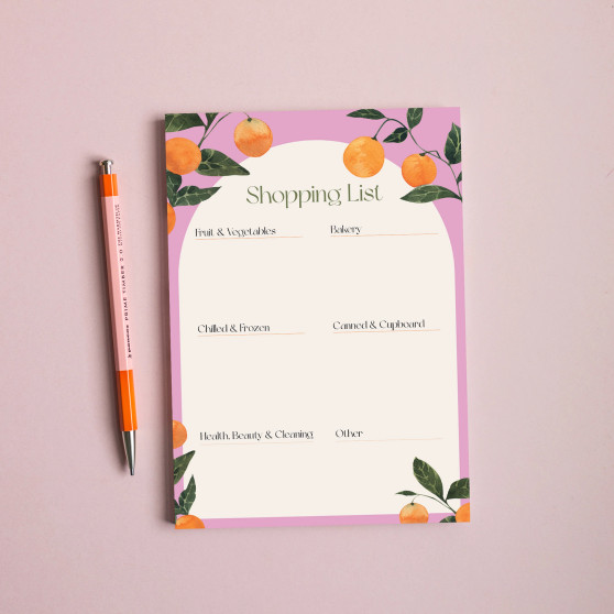 Orangerie A5 Shopping List Pad