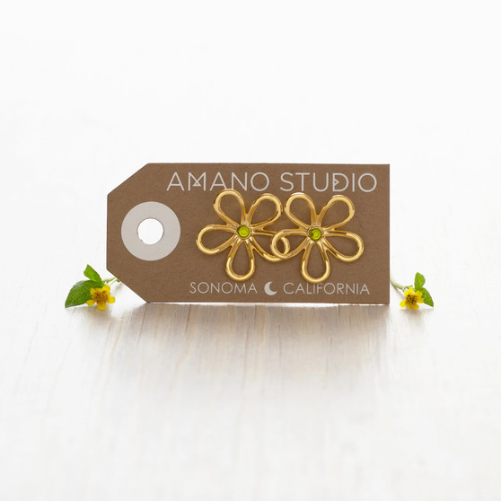 Daisy Flower Stud Earrings in display