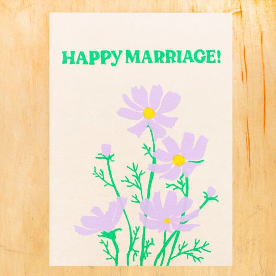 Happy Marriage  Purple Flowers