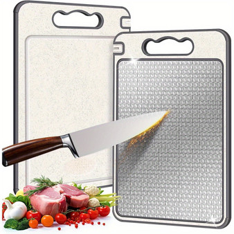 Double Sided Cutting Board – Stainless Steel Chopping Board with Anti-Slip Edges - Visible Variety