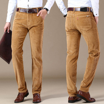 Men’s Thick Corduroy Pants – Winter Casual Slim Fit Trousers