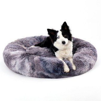 Donut Dog Bed Fluffy Long Plush Pet Bed – Warm & Calming Cushion