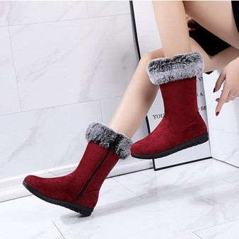 Women’s Suede Snow Boots – Warm Fur Lined Mid-Calf Winter Boots