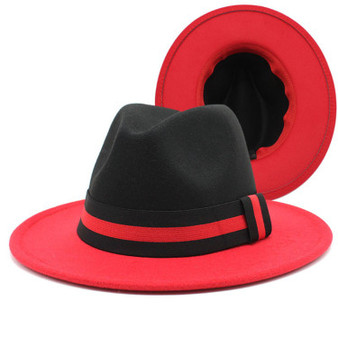 Colorblock Fedora – Unisex Wide Brim Two Tone Dress Hat with Belt Buckle