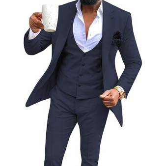 Three Piece Suit – Men’s Slim Fit Solid Color Blazer Vest & Pants