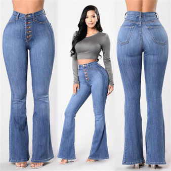Button Fly Flare Jeans – Women’s High-Waisted Bell Bottom Flare Jeans