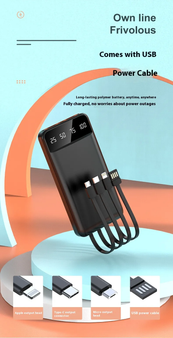 Portable Power Bank with Built-in Charging Cables for Easy Charging - Visible Variety