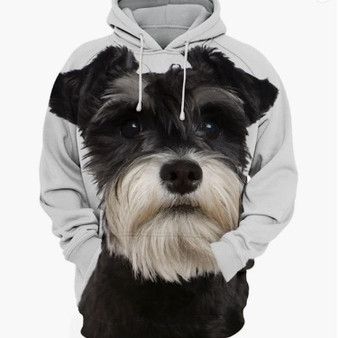Schnauzer Hoodie – Unisex 3D Graphic with Realistic Dog Face Print - Visible Variety
