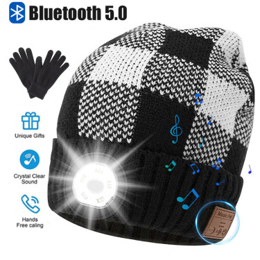 Unisex Bluetooth Beanie Hat – LED Winter Cap with USB Rechargeable Light - Visible Variety