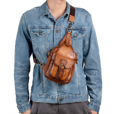 Men’s Genuine Leather Chest Bag – Stylish Sling Shoulder Bag