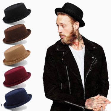 Men’s Wool Pork Pie Hat – Timeless Short Brim Dress Hat