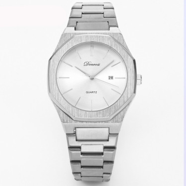 Minimalist Quartz Watch – Unisex Octagonal Bezel Watch with Stainless Steel Strap