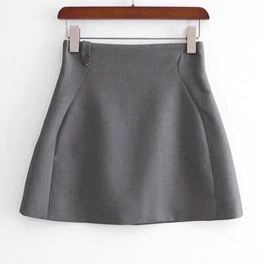 A-Line Mini Skirt – Women’s Charcoal Grey High-Waisted A-Line Mini Skirt with Structured Seams