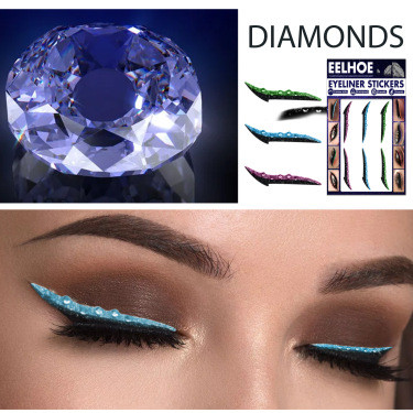 Diamond Glitter Eyeliner Stickers – Self-Adhesive and Reusable for Easy Glam - Visible Variety