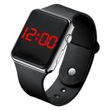 LED Digital Watch with Silicone Band & Red Display - Visible Variety