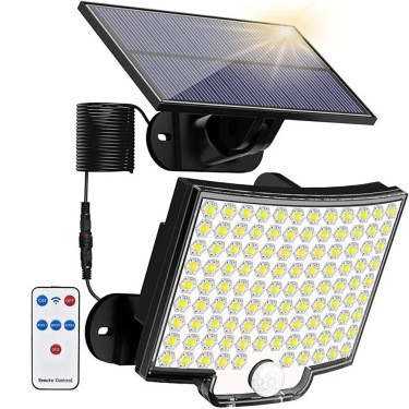 Solar Motion Sensor Flood Light 106 LED – Outdoor Security Light with Separate Solar Panel - Visible Variety