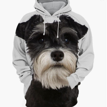 Schnauzer Hoodie – Unisex 3D Graphic with Realistic Dog Face Print - Visible Variety