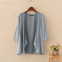 Lightweight Open Front Cardigan – Women’s Three-Quarter Sleeve Casual Style  - Visible Variety