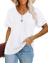 Women’s V-Neck Top – Short Sleeve Casual Tee for Everyday Wear - Visible Variety