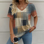 Trendy Women’s Patterned Top – Comfortable Short Sleeve V-Neck - Visible Variety