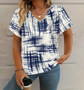 Trendy Women’s Patterned Top – Comfortable Short Sleeve V-Neck - Visible Variety