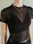 Women’s Sheer Mesh Top – Stylish Short Sleeve with Flexible Fit - Visible Variety