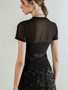 Women’s Sheer Mesh Top – Stylish Short Sleeve with Flexible Fit - Visible Variety
