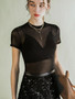 Women’s Sheer Mesh Top – Stylish Short Sleeve with Flexible Fit