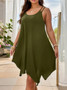Plus Size Sleeveless Dress – Casual Strappy Midi with Asymmetrical Hem - Visible Variety