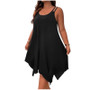 Plus Size Sleeveless Dress – Casual Strappy Midi with Asymmetrical Hem - Visible Variety