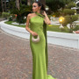 Women’s Sleeveless Halter Dress – Slim Fit Maxi with Ribbon Neck Detail - Visible Variety