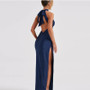 Elegant Satin Halter Dress – Sleeveless Backless Split Maxi Gown - Visible Variety