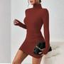 Classic Turtleneck Mini Dress for Women – Elegant Slim Bodycon Look - Visible Variety