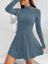 Women’s Half High Collar Cinched Dress – Slim Fit Long Sleeve Look - Visible Variety