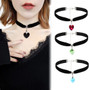 Crystal Heart Velvet Choker – Black Ribbon Necklace for Women - Visible Variety