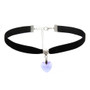 Crystal Heart Velvet Choker – Black Ribbon Necklace for Women - Visible Variety