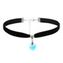 Crystal Heart Velvet Choker – Black Ribbon Necklace for Women - Visible Variety