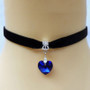 Crystal Heart Velvet Choker – Black Ribbon Necklace for Women - Visible Variety