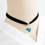 Crystal Heart Velvet Choker – Black Ribbon Necklace for Women - Visible Variety