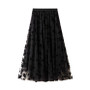 Stylish Women Tulle Skirt – Flocking Mesh Pleated Mid-Length - Visible Variety