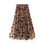 Stylish Women Tulle Skirt – Flocking Mesh Pleated Mid-Length - Visible Variety