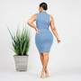 Denim Bodycon Dress – Women’s Mid-Elastic Slim Fit with Chic Cutout Design - Visible Variety