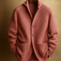 Men’s Knitted Cardigan with Shawl Collar – Classic Warm Style with Front Pockets