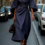 Dress with Batwing Sleeves – Loose Fit Elegant Style with Waist-Tightened Design