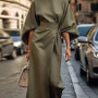 Dress with Batwing Sleeves – Loose Fit Elegant Style with Waist-Tightened Design