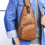 Men’s Faux Leather Chest Backpack – Compact Sling Shoulder Bag