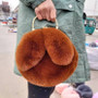 Rabbit Ear Bag Cute Soft Plush Sling Handbag with Smooth Zipper & Gold Chain Strap