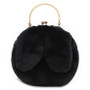 Rabbit Ear Bag Cute Soft Plush Sling Handbag with Smooth Zipper & Gold Chain Strap