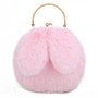 Rabbit Ear Bag Cute Soft Plush Sling Handbag with Smooth Zipper & Gold Chain Strap