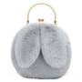 Rabbit Ear Bag Cute Soft Plush Sling Handbag with Smooth Zipper & Gold Chain Strap